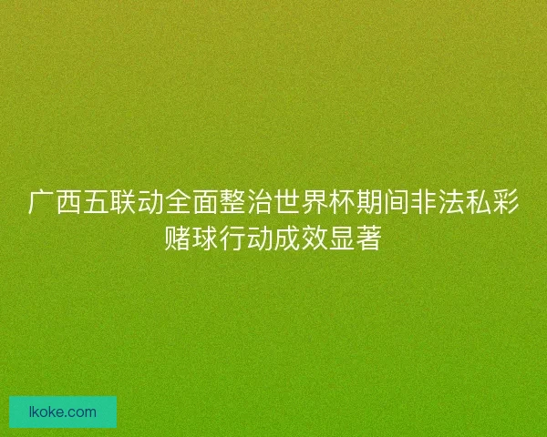 广西五联动全面整治世界杯期间非法私彩赌球行动成效显著